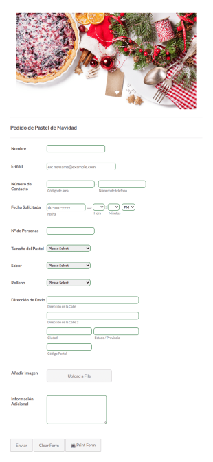 Formulario De Pedido De Pastel De Navidad