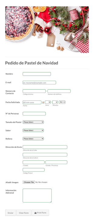 Formulario De Pedido De Pastel De Navidad Form Template