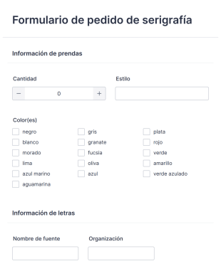 Formulario De Pedido De Serigrafía Form Template
