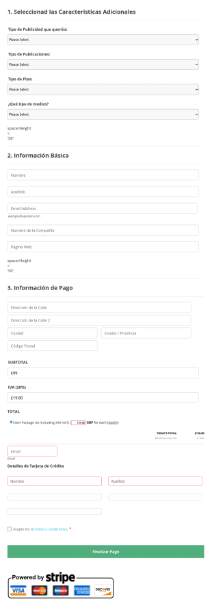 Formulario De Pedido De Servicios De Marketing
