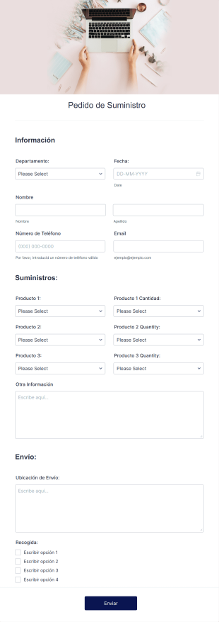Formulario De Pedido De Suministro Form Template