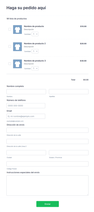Formulario De Pedido Simple Form Template