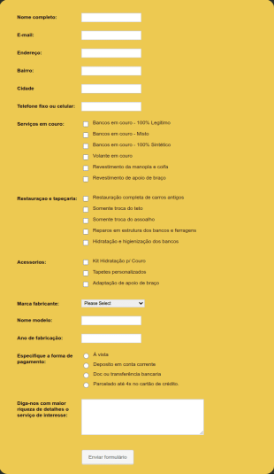 Formulário De Pedidos E Encomendas