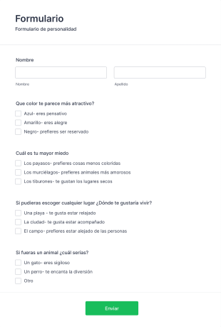 Formulario De Personalidad