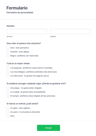 Formulario De Personalidad