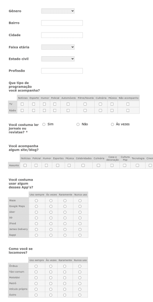 Formulário De Pesquisa De Mídia Form Template