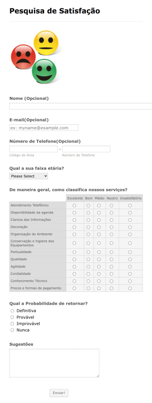 Formulário De Pesquisa De Satisfação Form Template