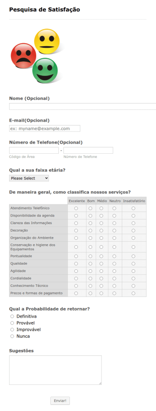 Formulário De Pesquisa De Satisfação
