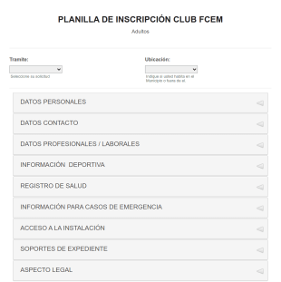Formulario De Planilla De Inscripción A Club Deportivo