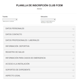 Formulario De Planilla De Inscripción A Club Deportivo