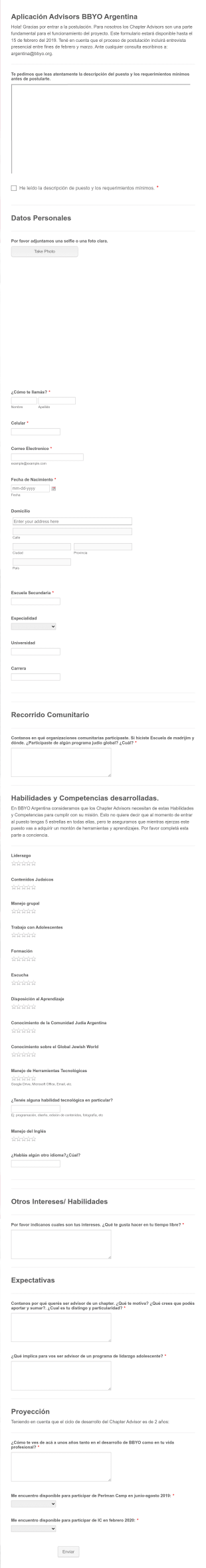 Formulario De Postulación De Asesores Form Template