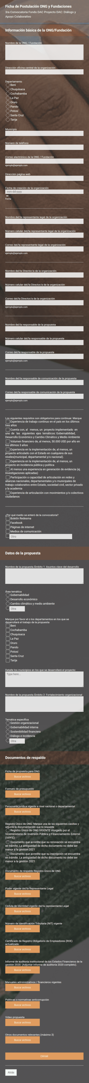Formulario De Postulación ONG/ Fundaciones ONG DAC