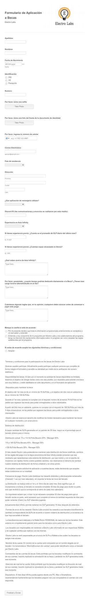 Formulario De Postulación Para Becas