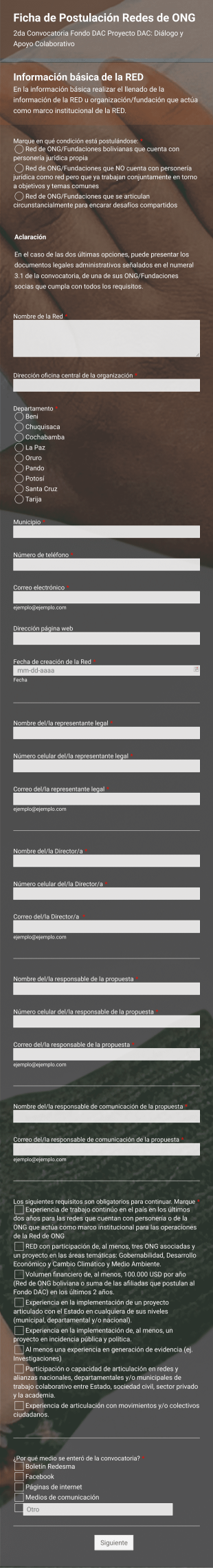 Formulario De Postulación Redes De ONG Form Template
