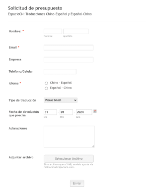 Formulario De Presupuesto De Traducción Form Template