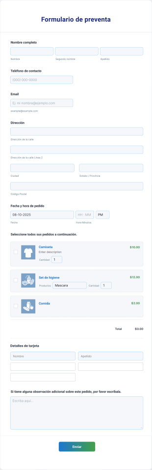 Formulario De Preventa Form Template