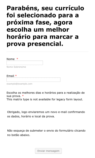 Formulário De Processo Seletivo Para Estágio Form Template