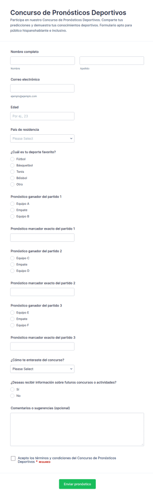 Formulario De Pronósticos Deportivos