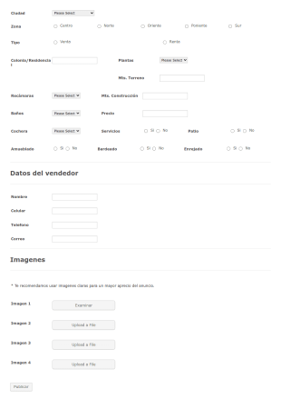 Formulario De Publicación Y Venta De Propiedades Inmuebles