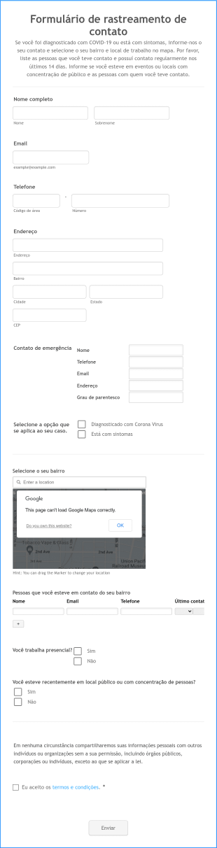 Formulário De Rastreamento De Contato Form Template