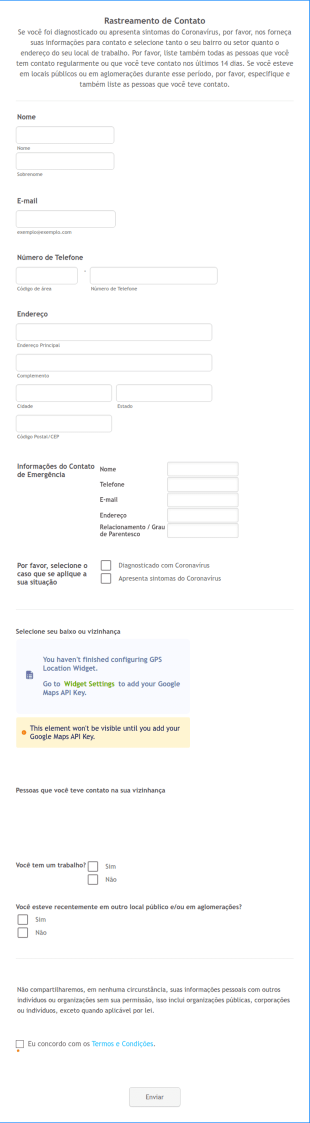 Formulário De Rastreamento De Contato