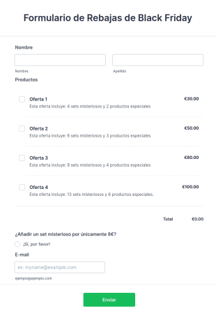 Formulario De Rebajas De Black Friday