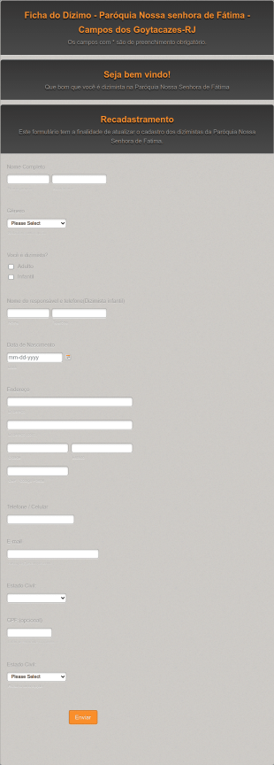 Formulário De Recasdastramento Do Dizimo Form Template