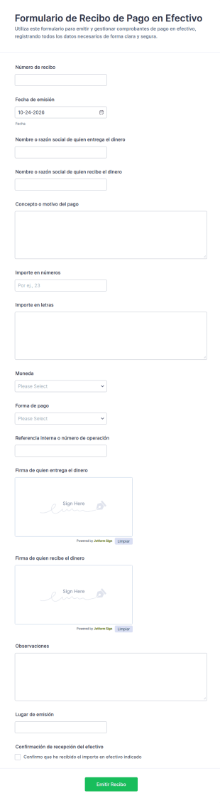 Formulario De Recibo De Caja