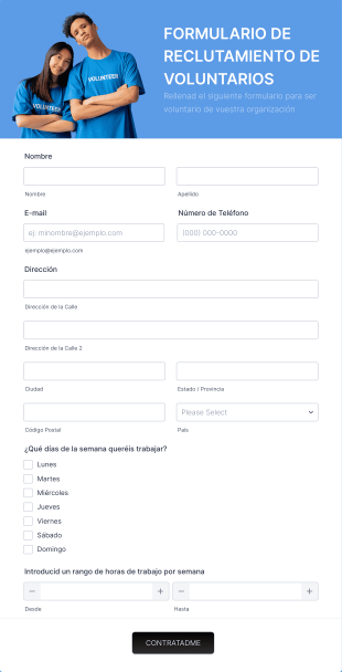 Formulario De Reclutamiento De Voluntarios Form Template