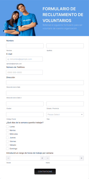 Formulario De Reclutamiento De Voluntarios Form Template