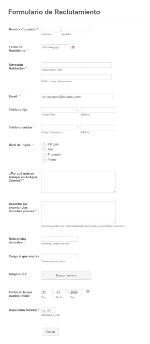Formulario De Reclutamiento