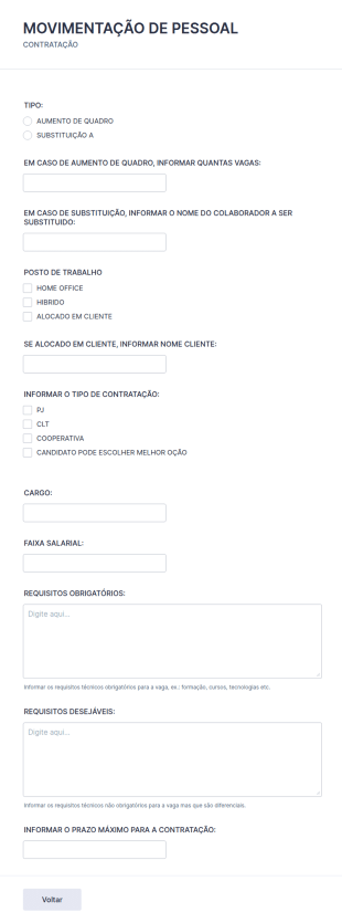 Formulário De Recrutamento E Seleção