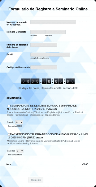 Formulario De Registro A Seminario Online