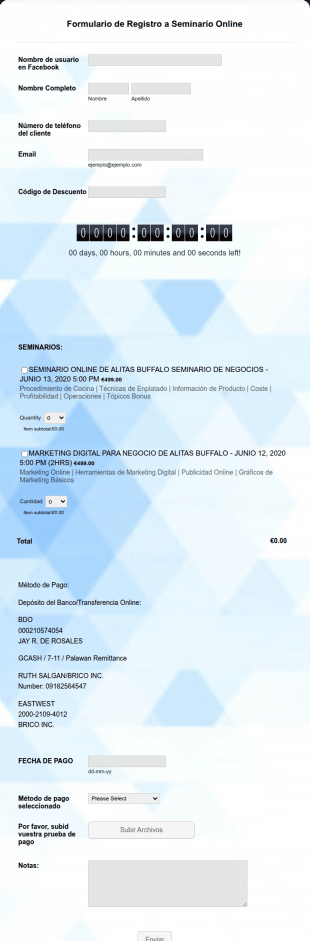 Formulario De Registro A Seminario Online