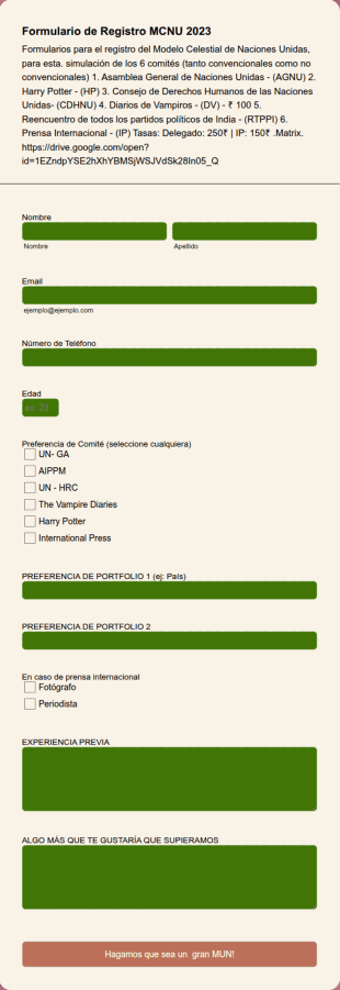 Formulario De Registro Al MCNU