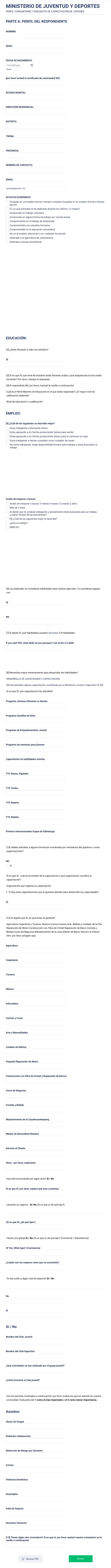 Formulario De Registro Club Juvenil