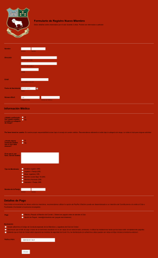 Formulario De Registro De Al Club De Cricket Form Template