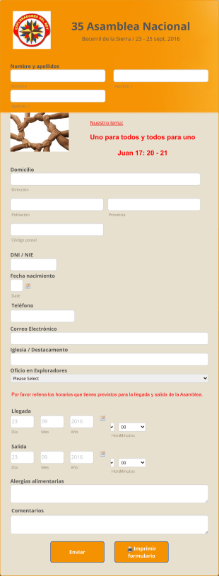 Formulario De Registro De Asambleas