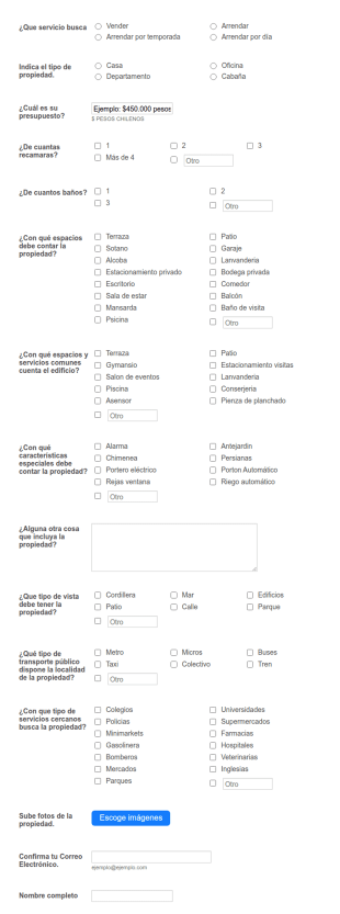 Formulario De Registro De Busqueda De Propiedades