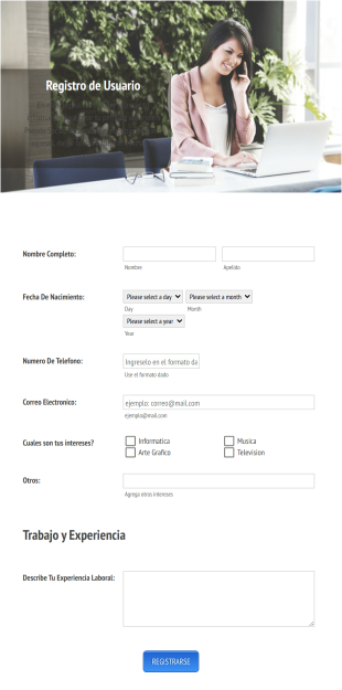 Formulario De Registro De Datos De Usuarios