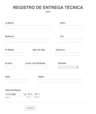 Formulário De Registro De Entrega Técnica MDR