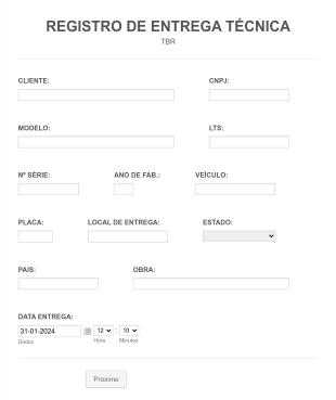 Formulário De Registro De Entrega Técnica