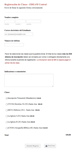 Formulario De Registro De Estudios De Teología