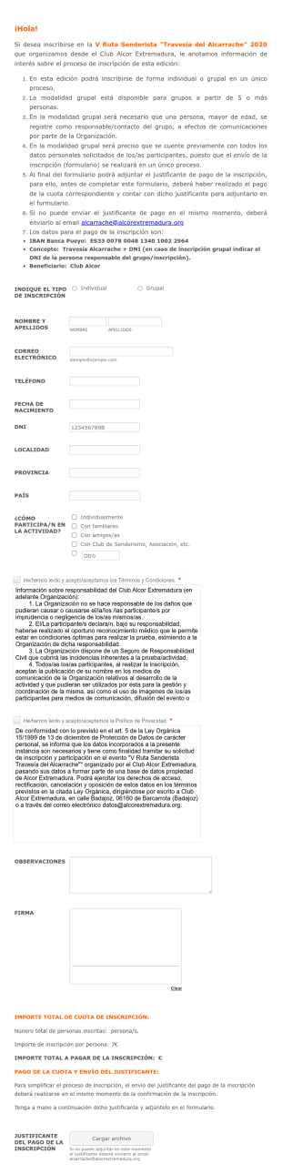 Formulario De Registro De Evento Con Método De Pago