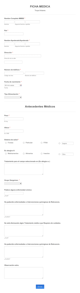 Formulario De Registro De Ficha Médica Form Template