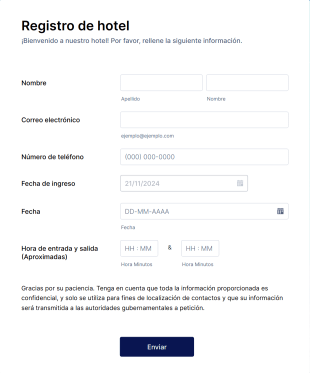 Formulario De Registro De Hotel Form Template