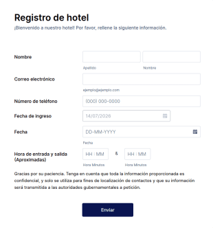 Formulario De Registro De Hotel