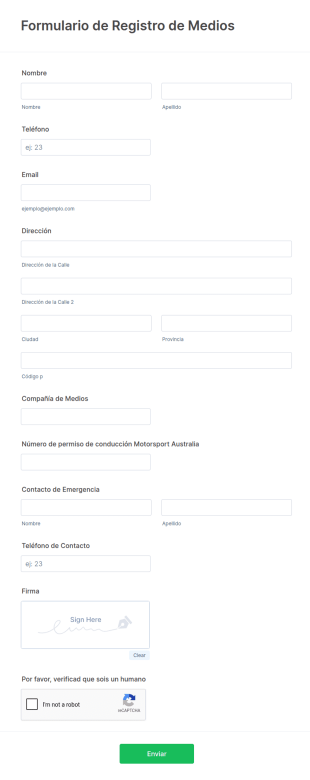 Formulario De Registro De Medios