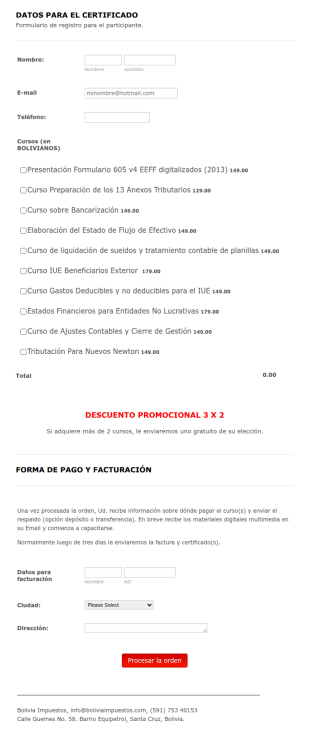 Formulario De Registro De Participantes De Cursos De Contabilidad