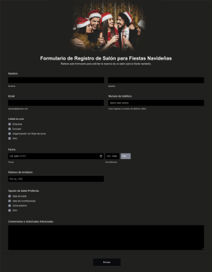 Formulario De Registro De Salón Para Fiestas Navideñas Form Template